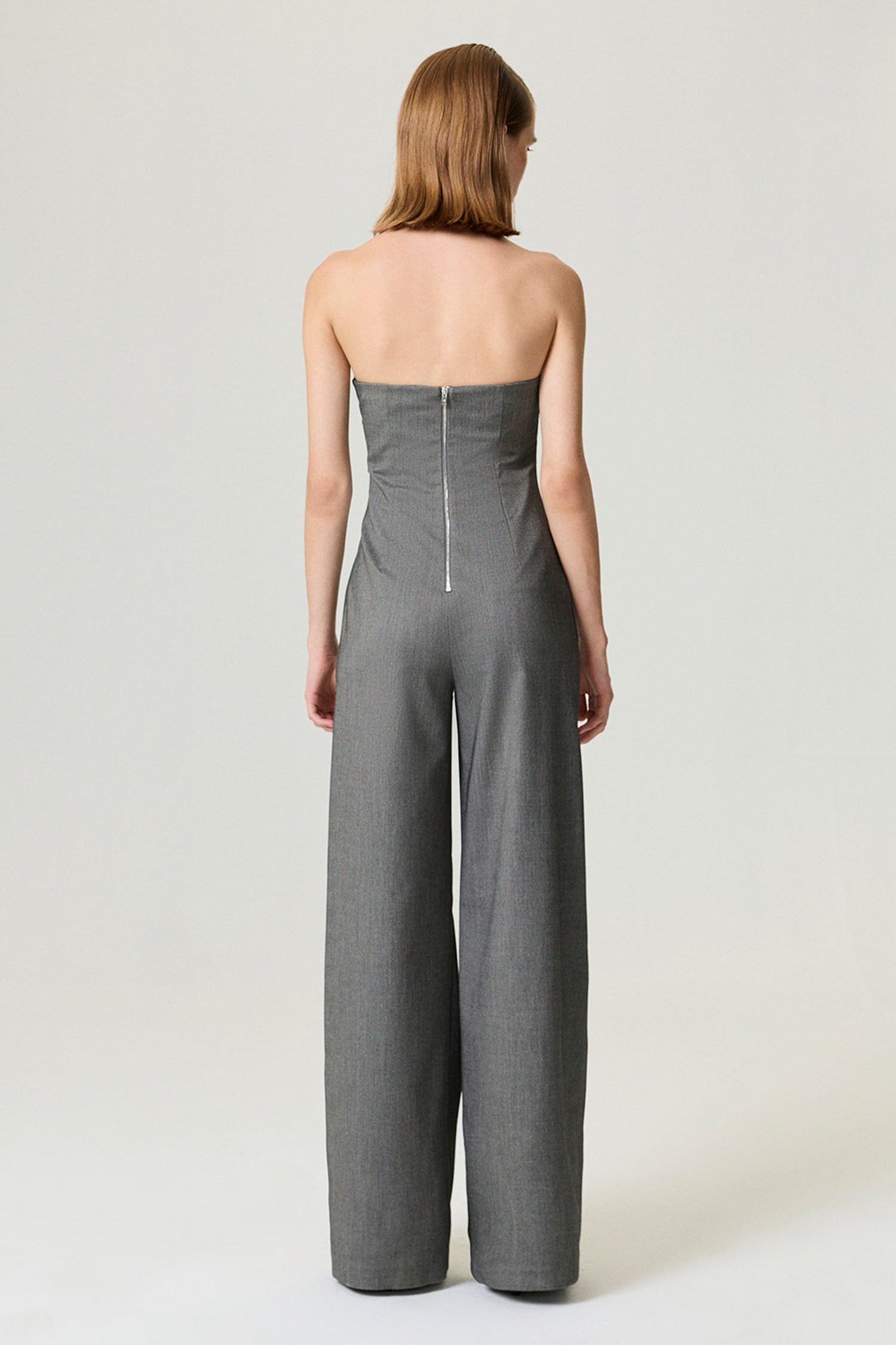 Strapless Wide-Leg Tailored Jumpsuit