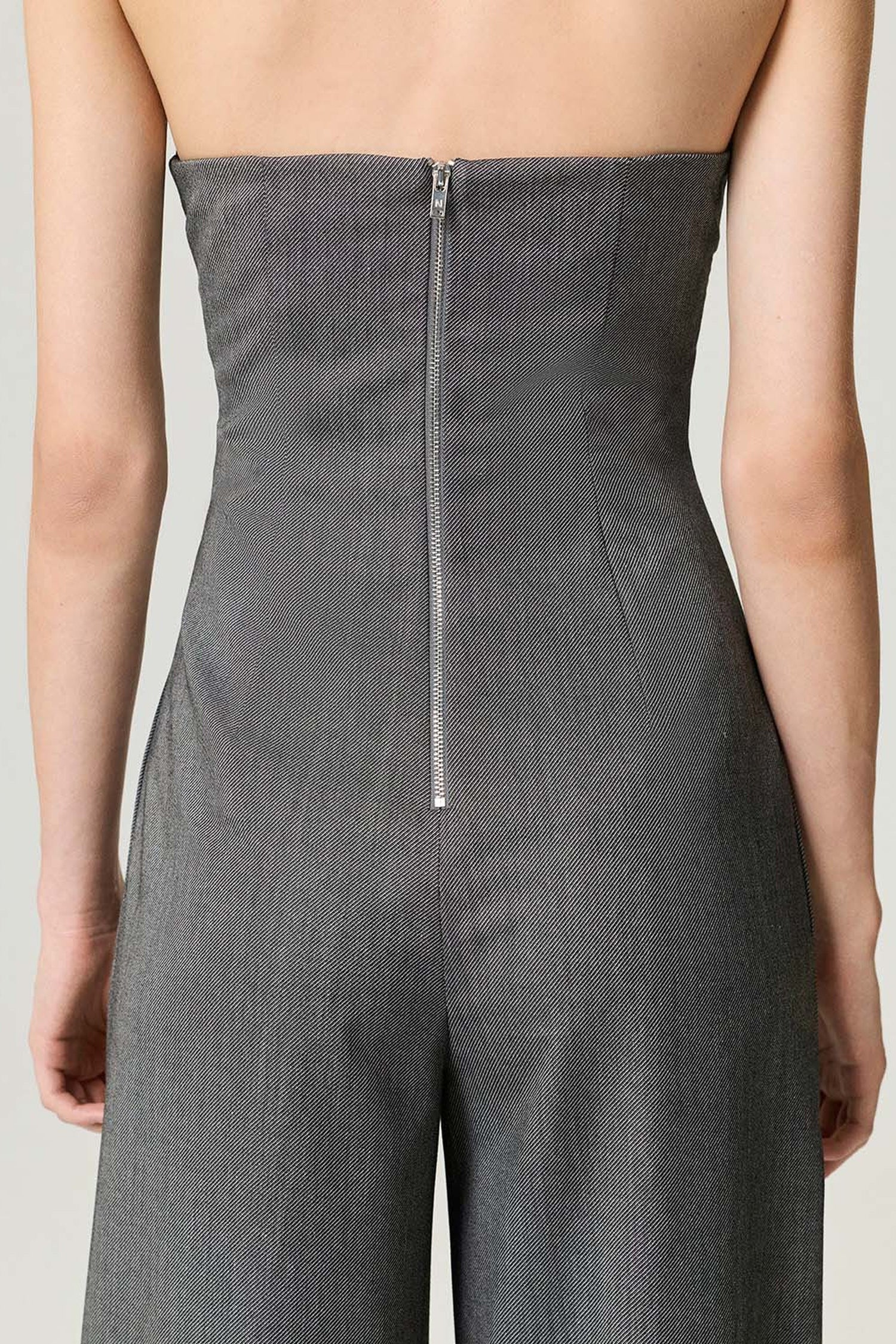 Strapless Wide-Leg Tailored Jumpsuit