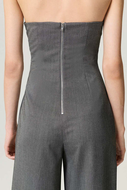 Strapless Wide-Leg Tailored Jumpsuit