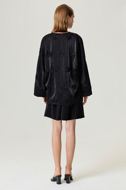 Black Beaded Embroidered Kimono