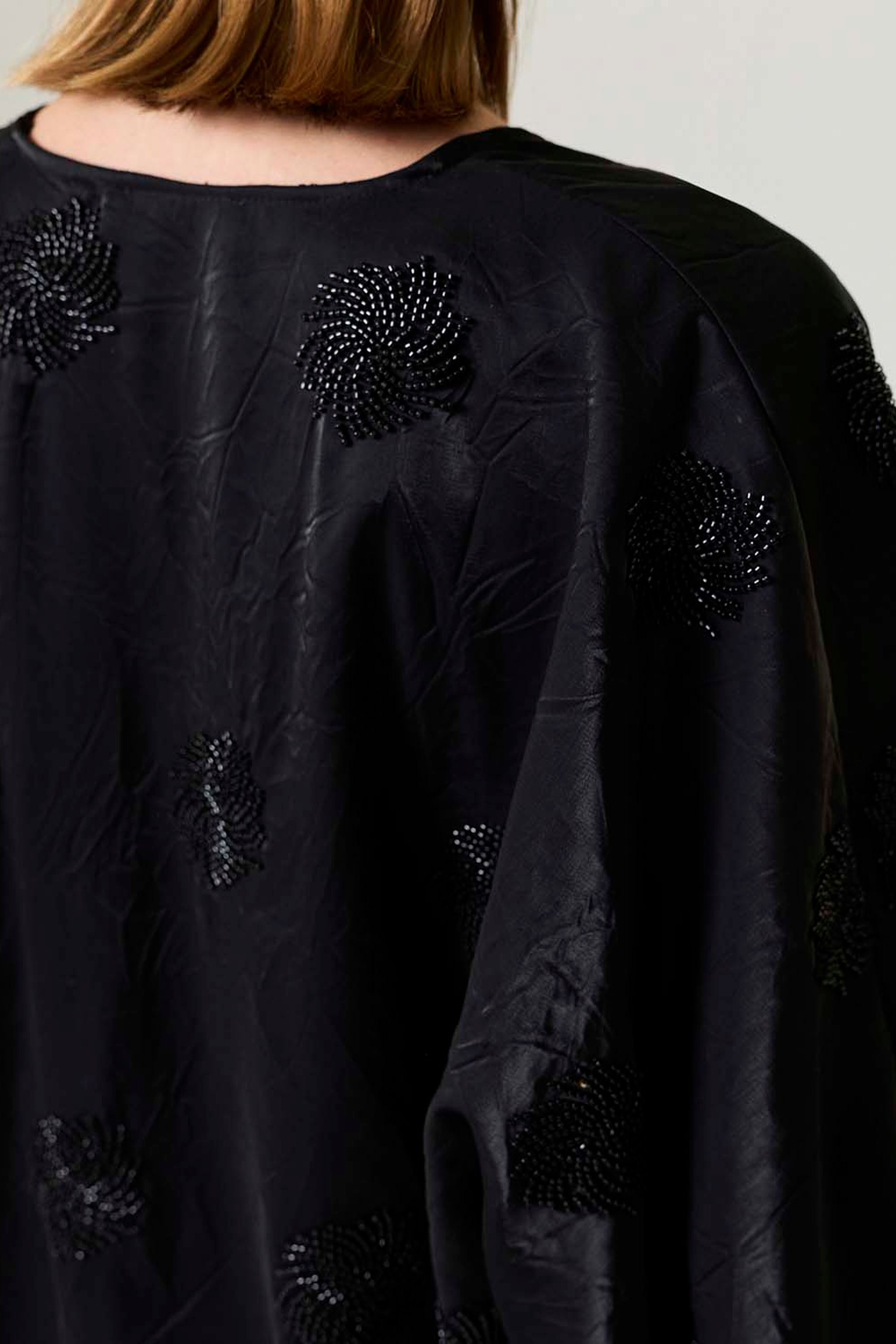 Black Beaded Embroidered Kimono