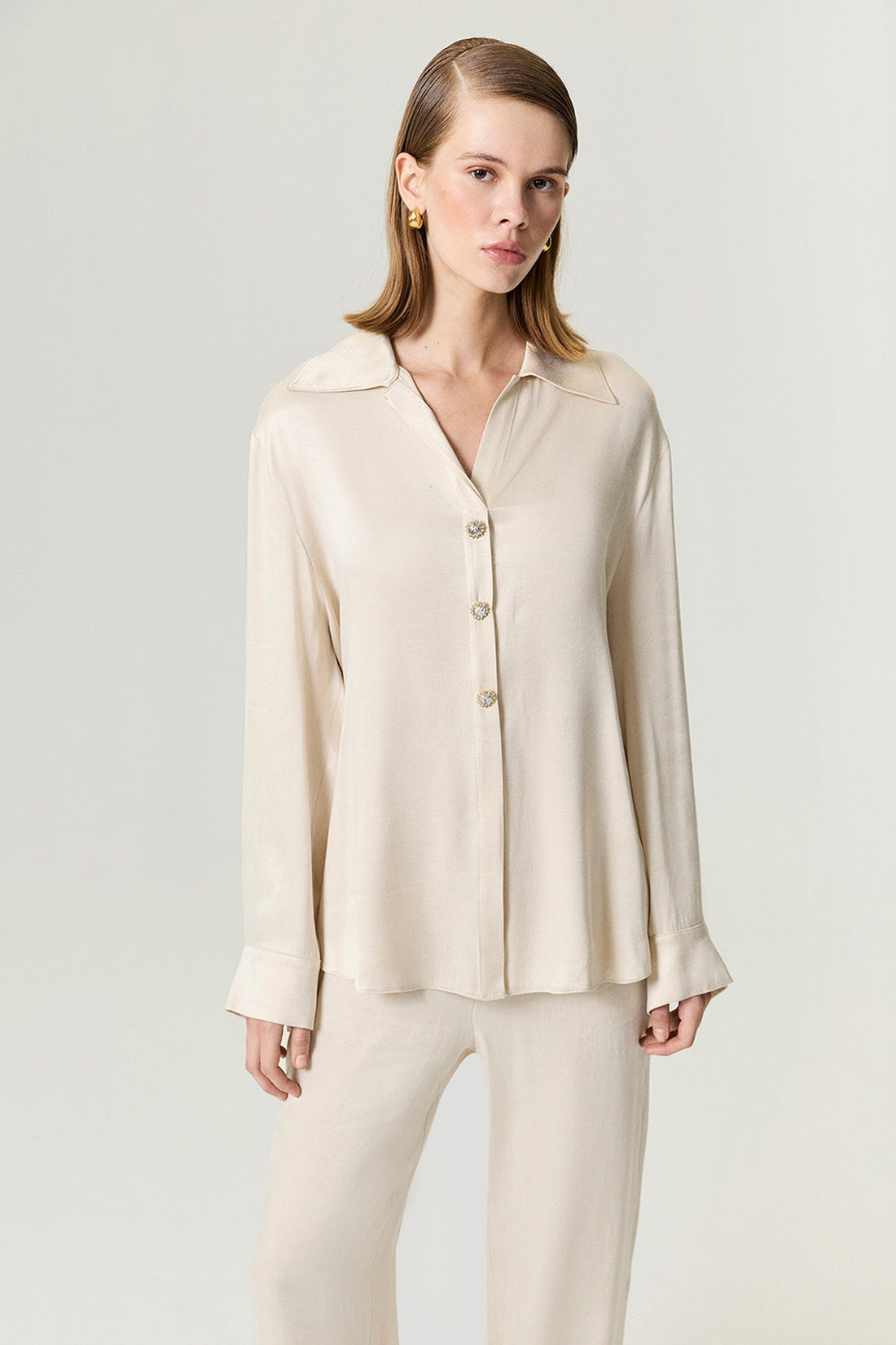 Belted Shirt with Statement Buttons