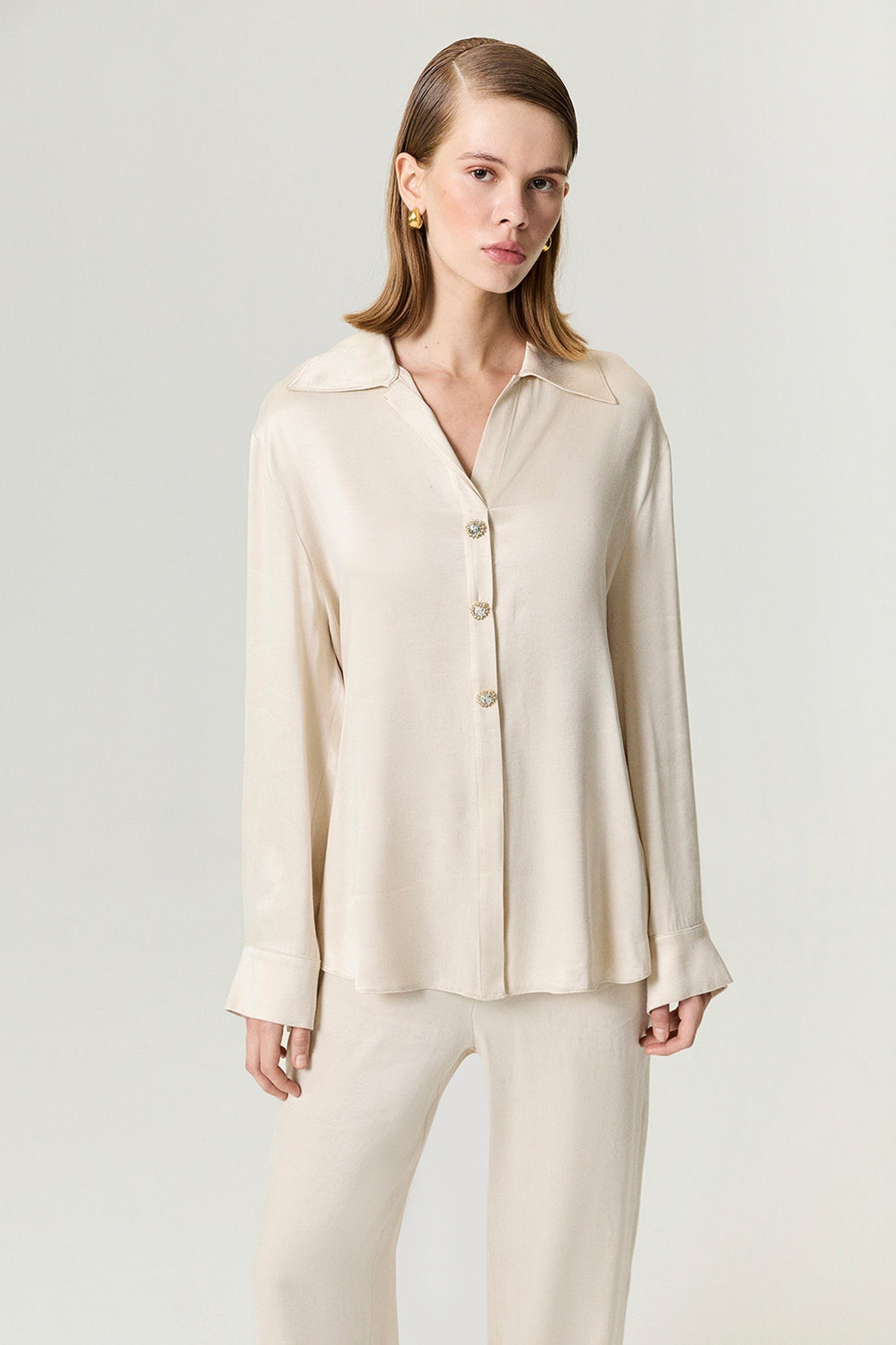 Belted Shirt with Statement Buttons