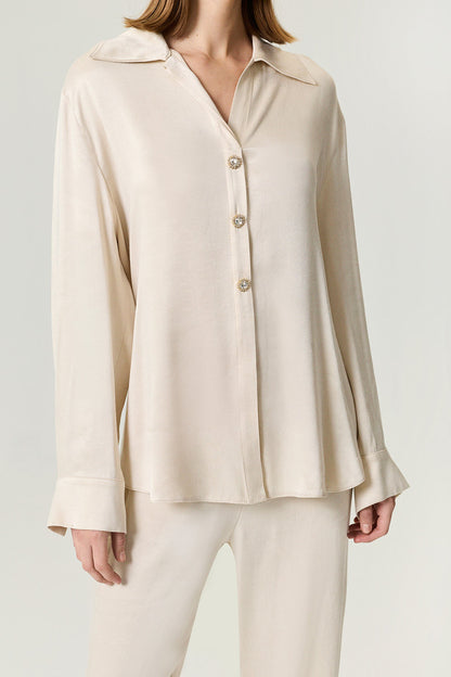 Belted Shirt with Statement Buttons
