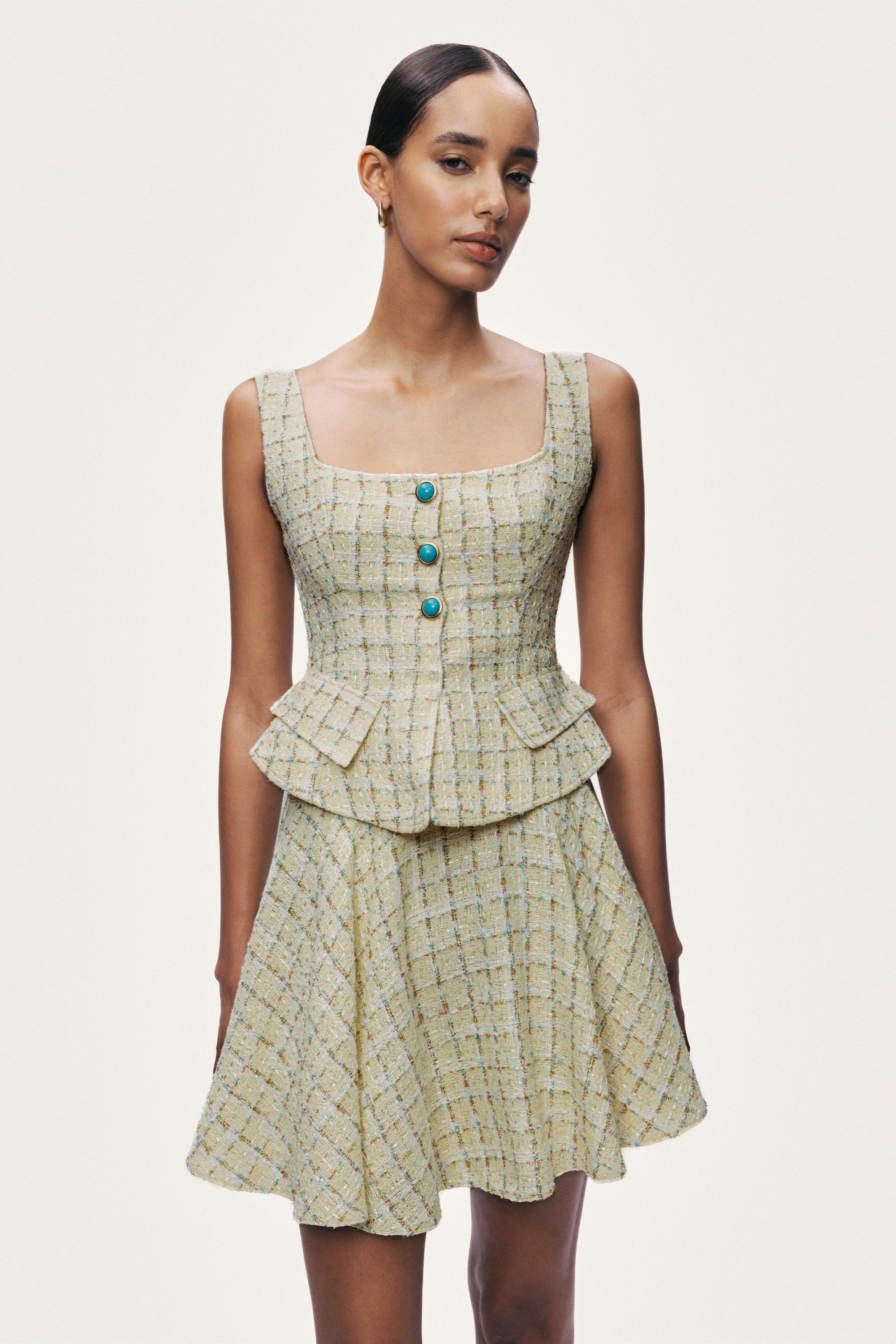 Button Accessory Tweed Bustier