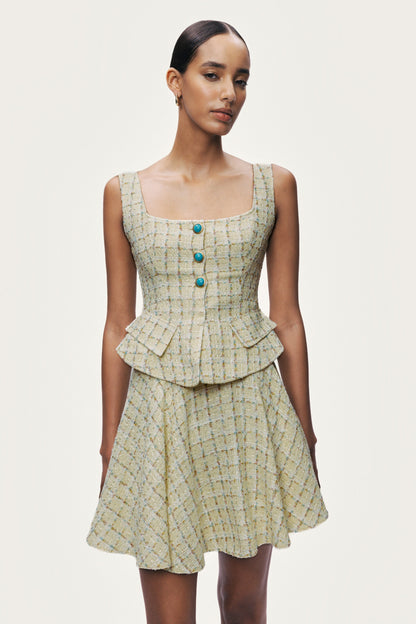 Button Accessory Tweed Bustier