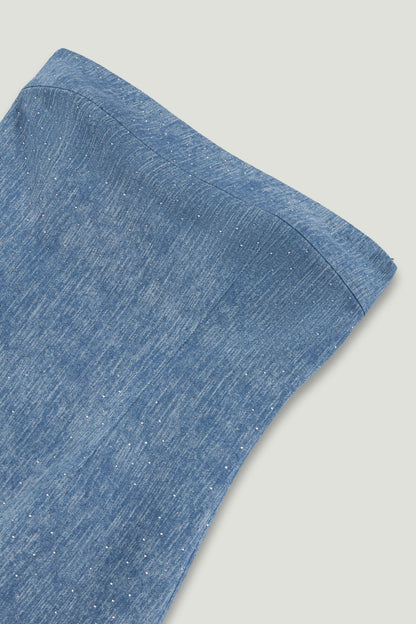 Stone-Detail Strapless Midi Dress