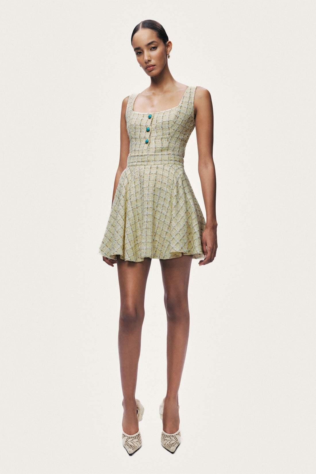 Ruffle Tweed Mini Skirt