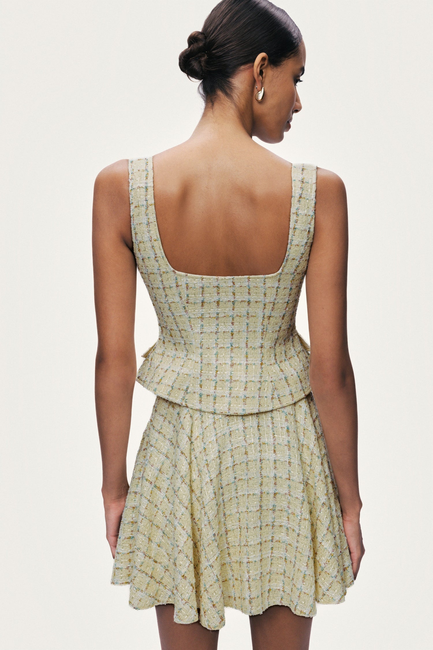 Ruffle Tweed Mini Skirt