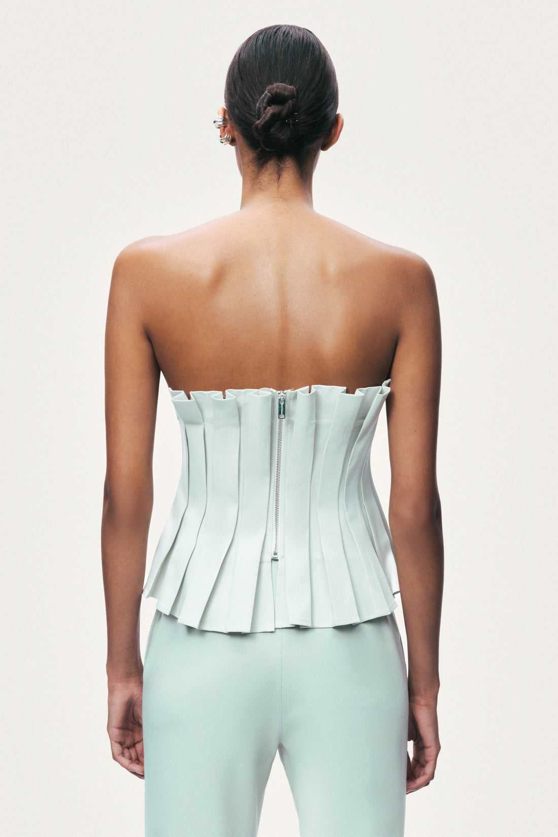 Pleated Strapless Bustier Top