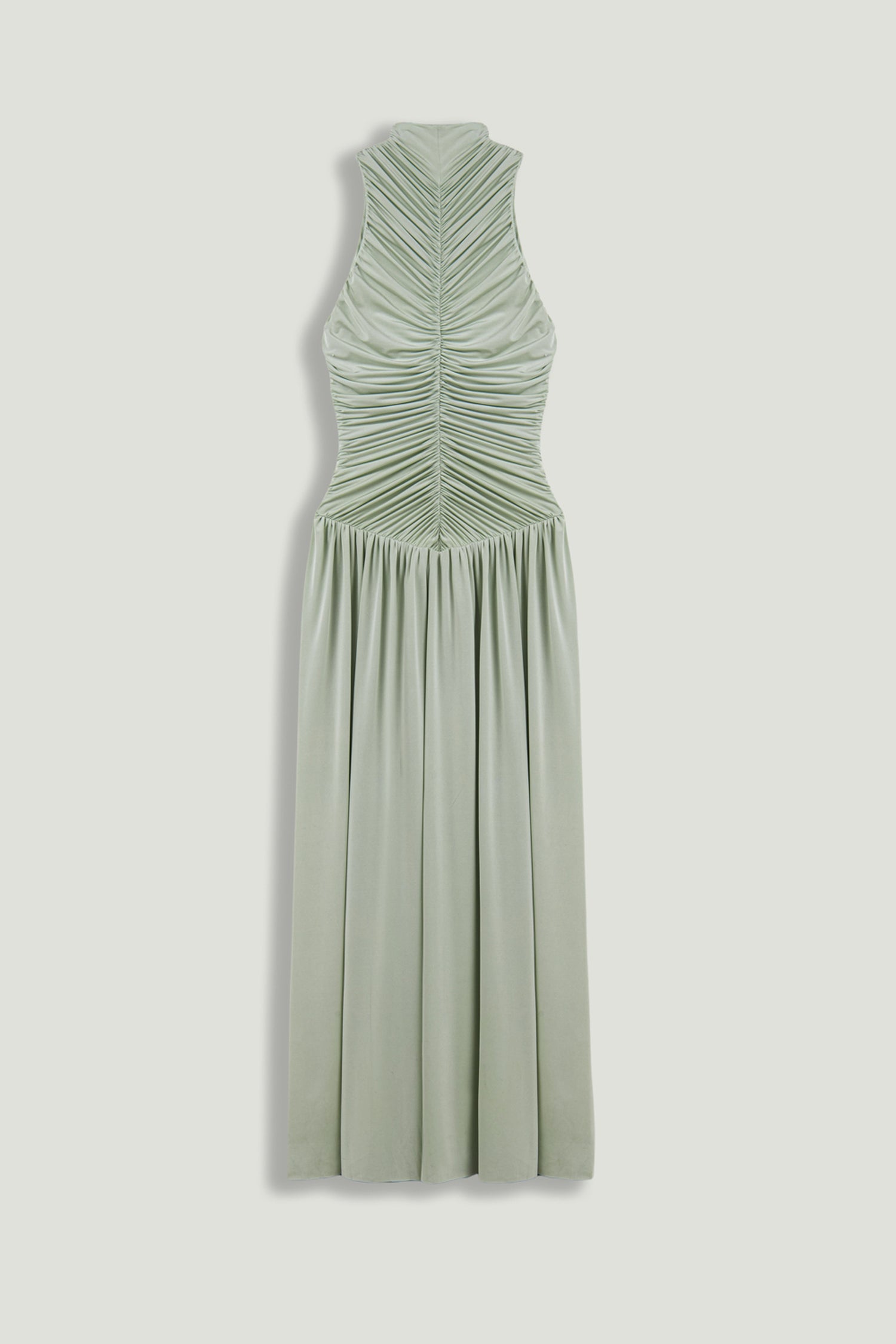 Draped Stand Collar Maxi Dress