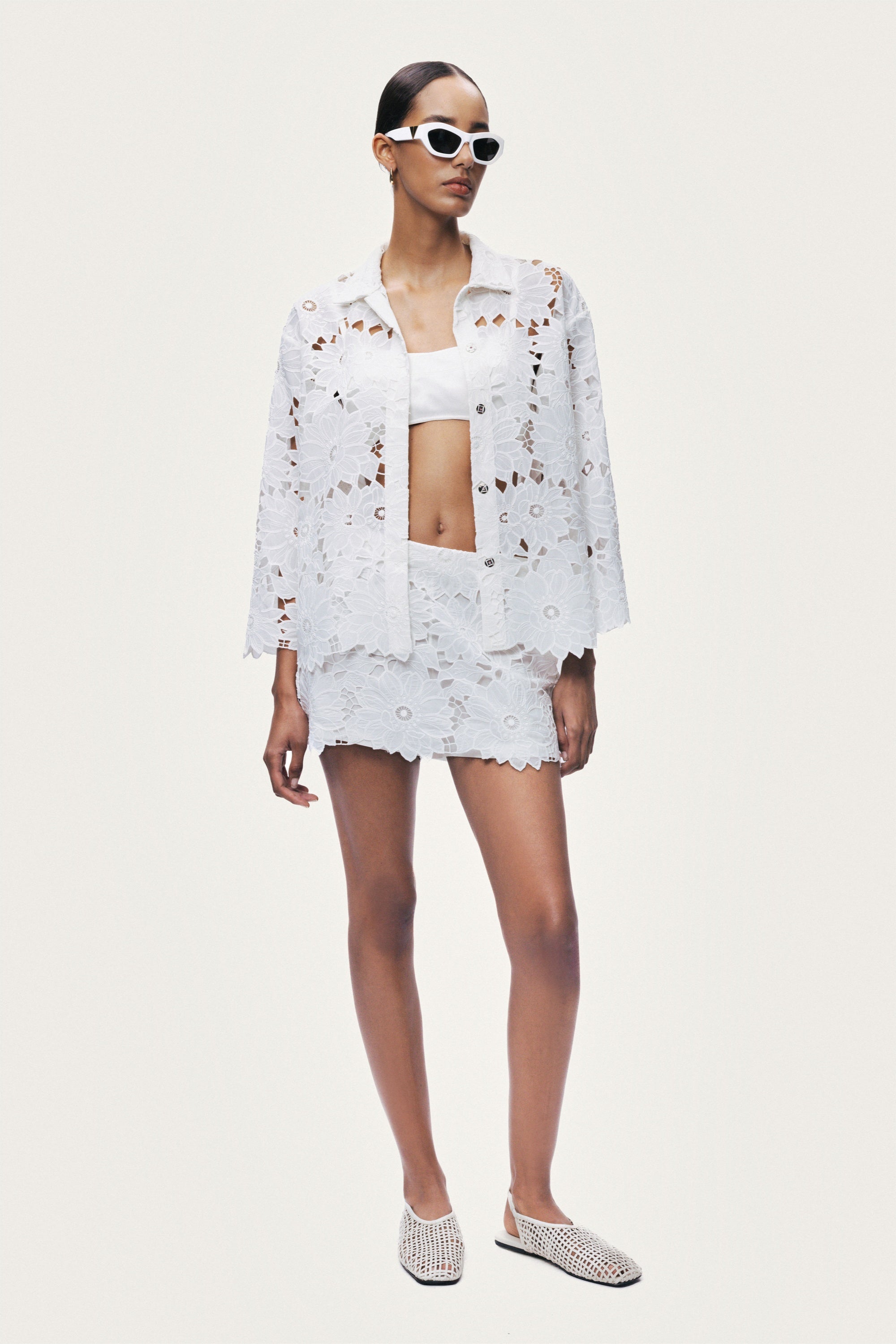 Broderie-Trim Mini Skort