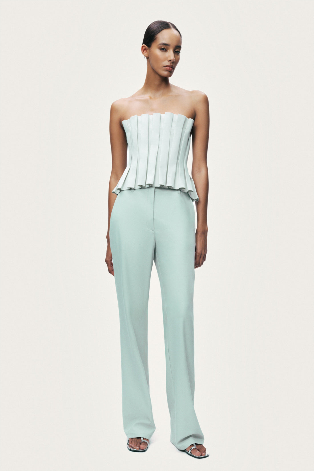 Pleated Strapless Bustier Top