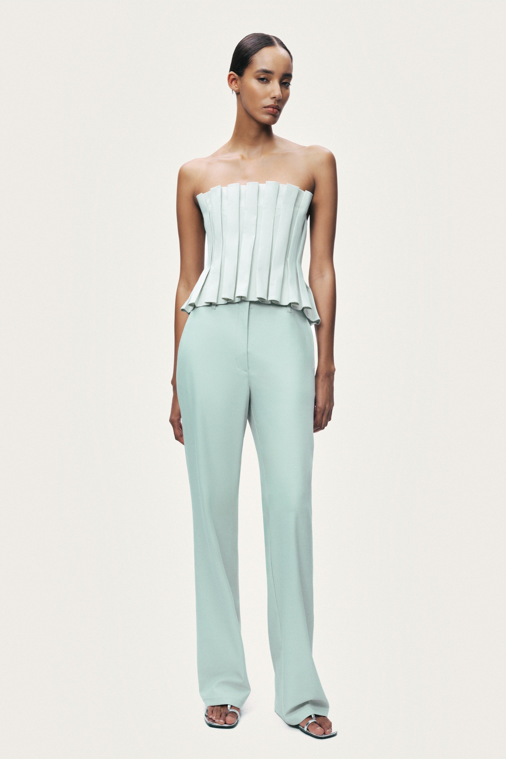 Pleated Strapless Bustier Top