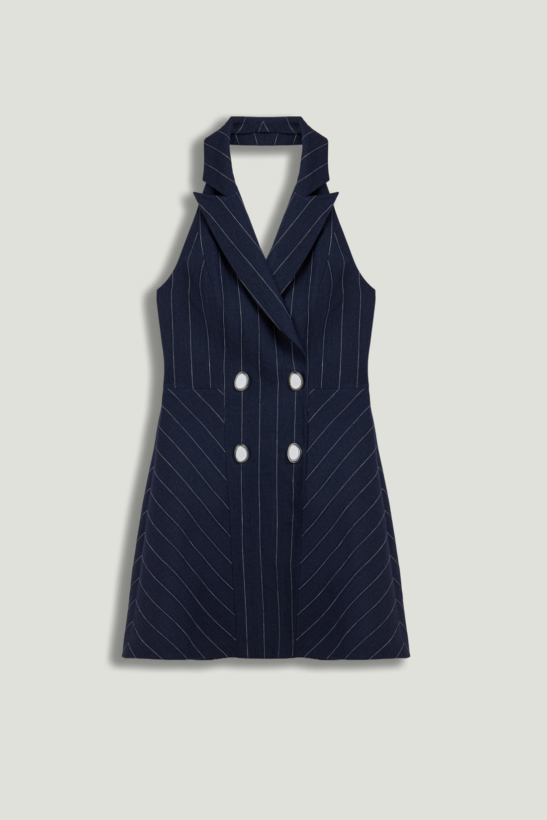 Double-Breasted Halter Neck Mini Dress