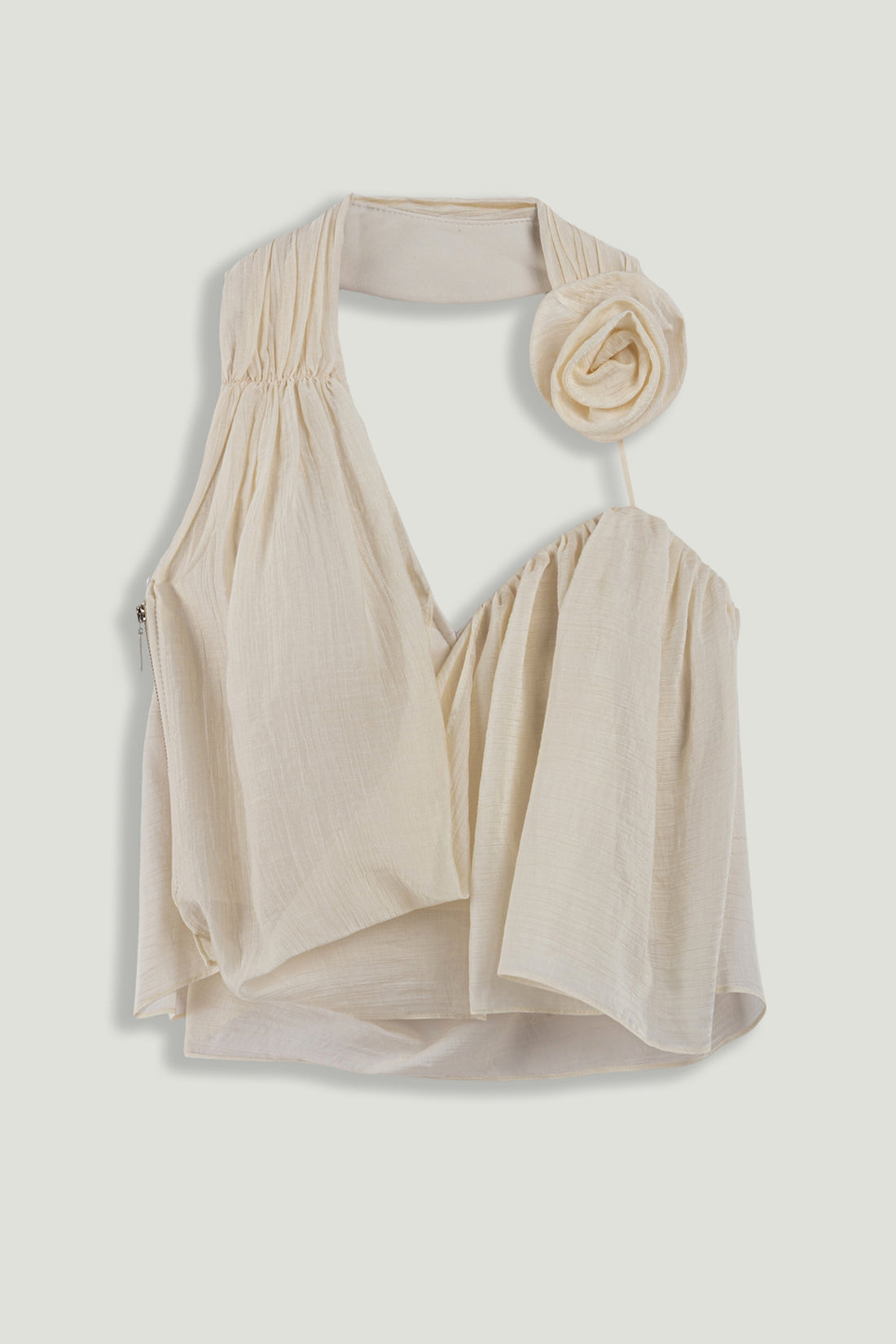 Floral-Detail Halter Neck Bustier Top