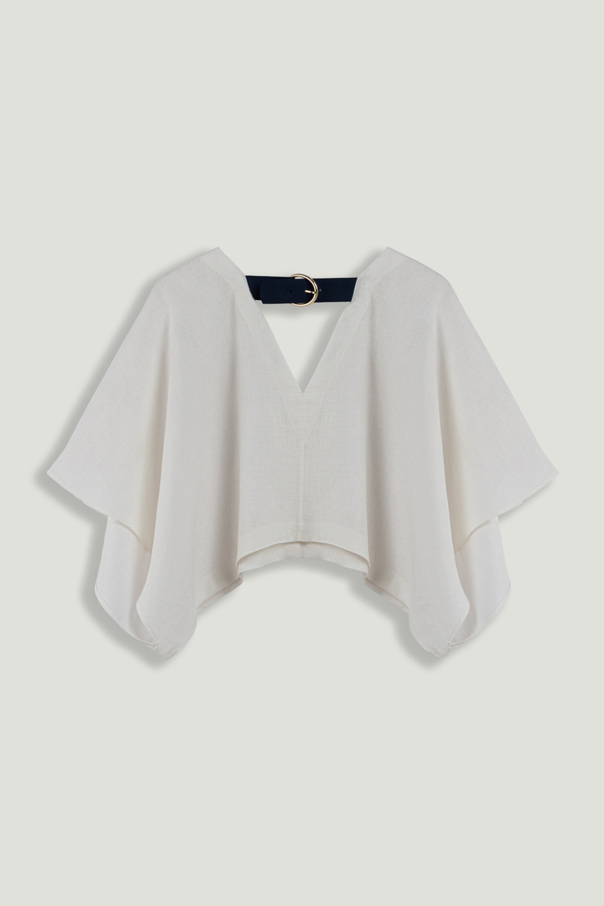 Belt Detail V-Neck Blouse