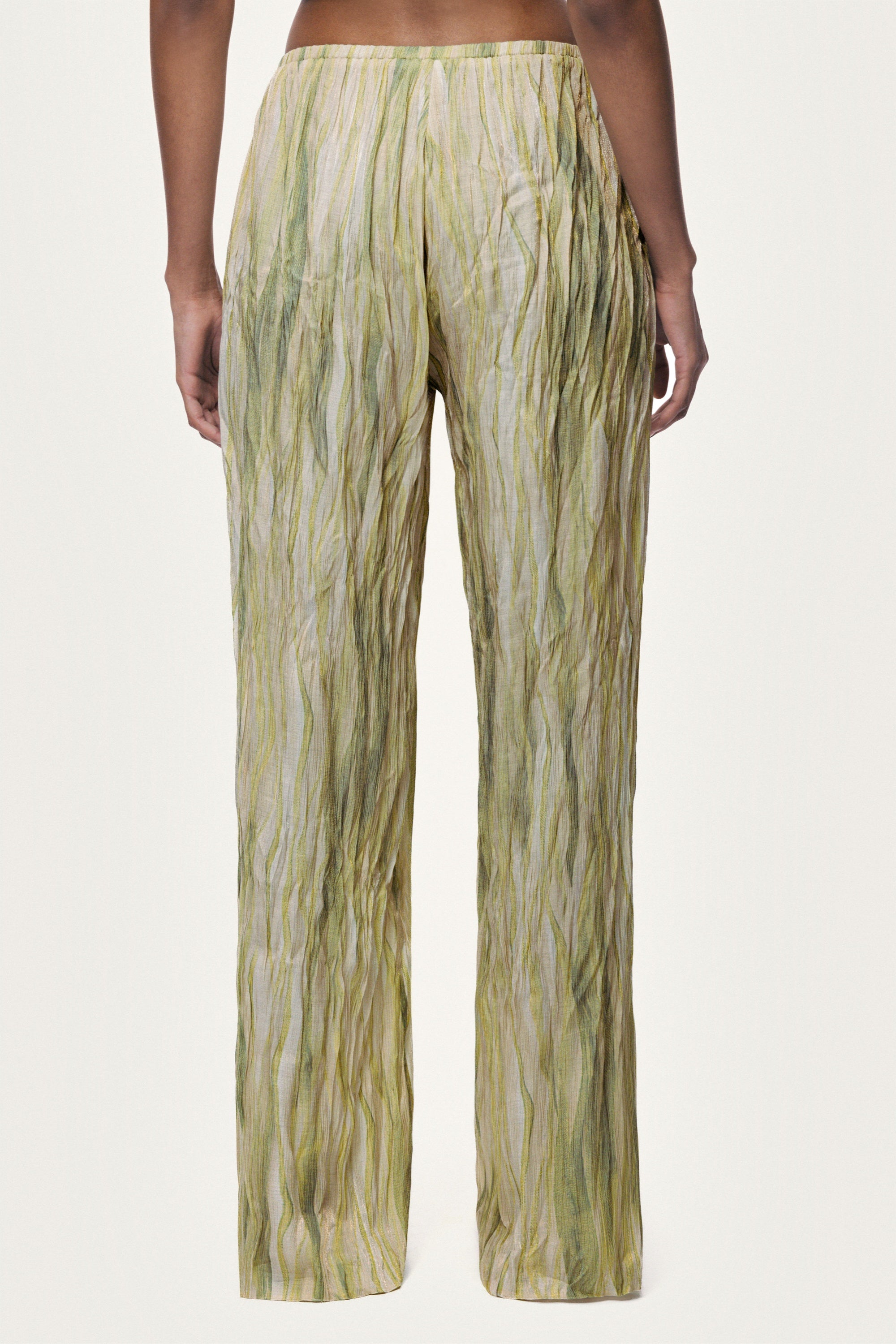 Green Abstract Print Straight Leg Trousers