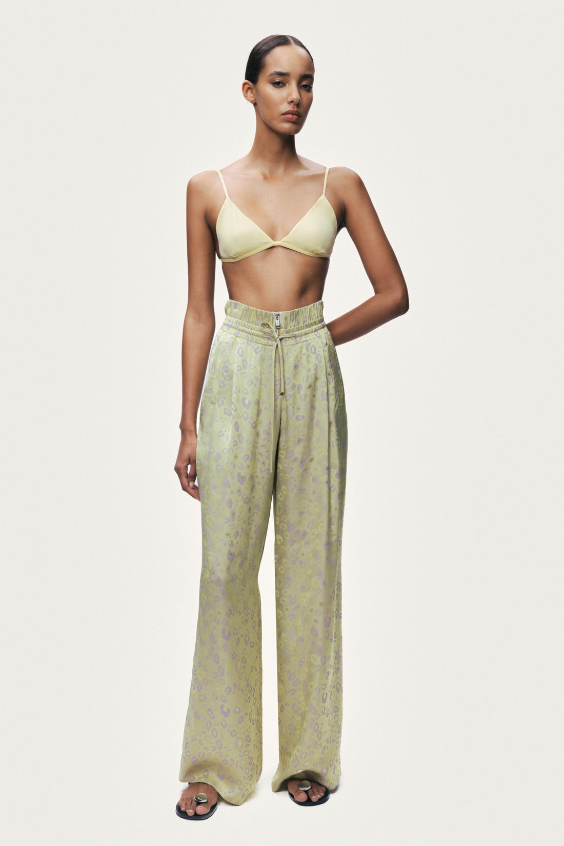 Printed Wide-Leg Trousers