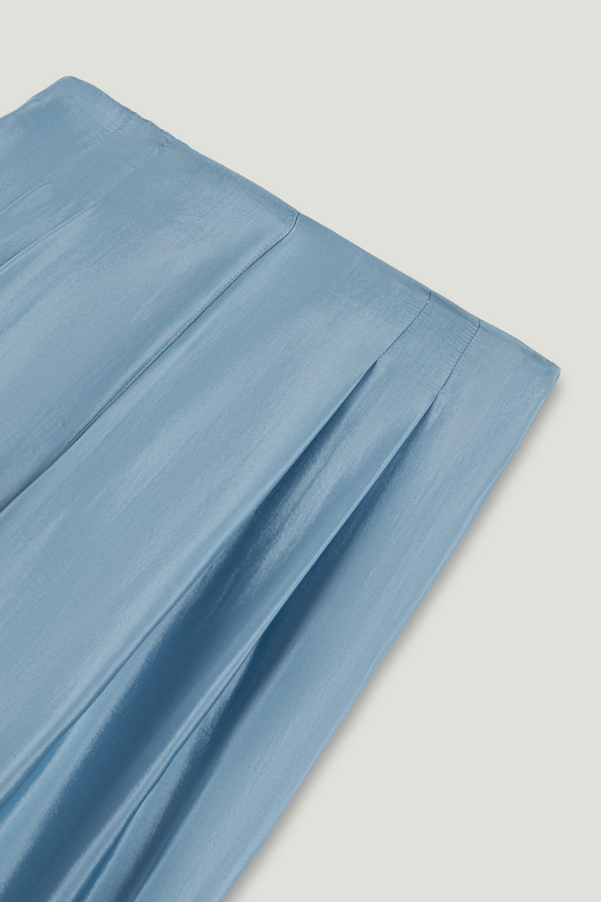 Blue Wide Leg Pleat Front Trousers