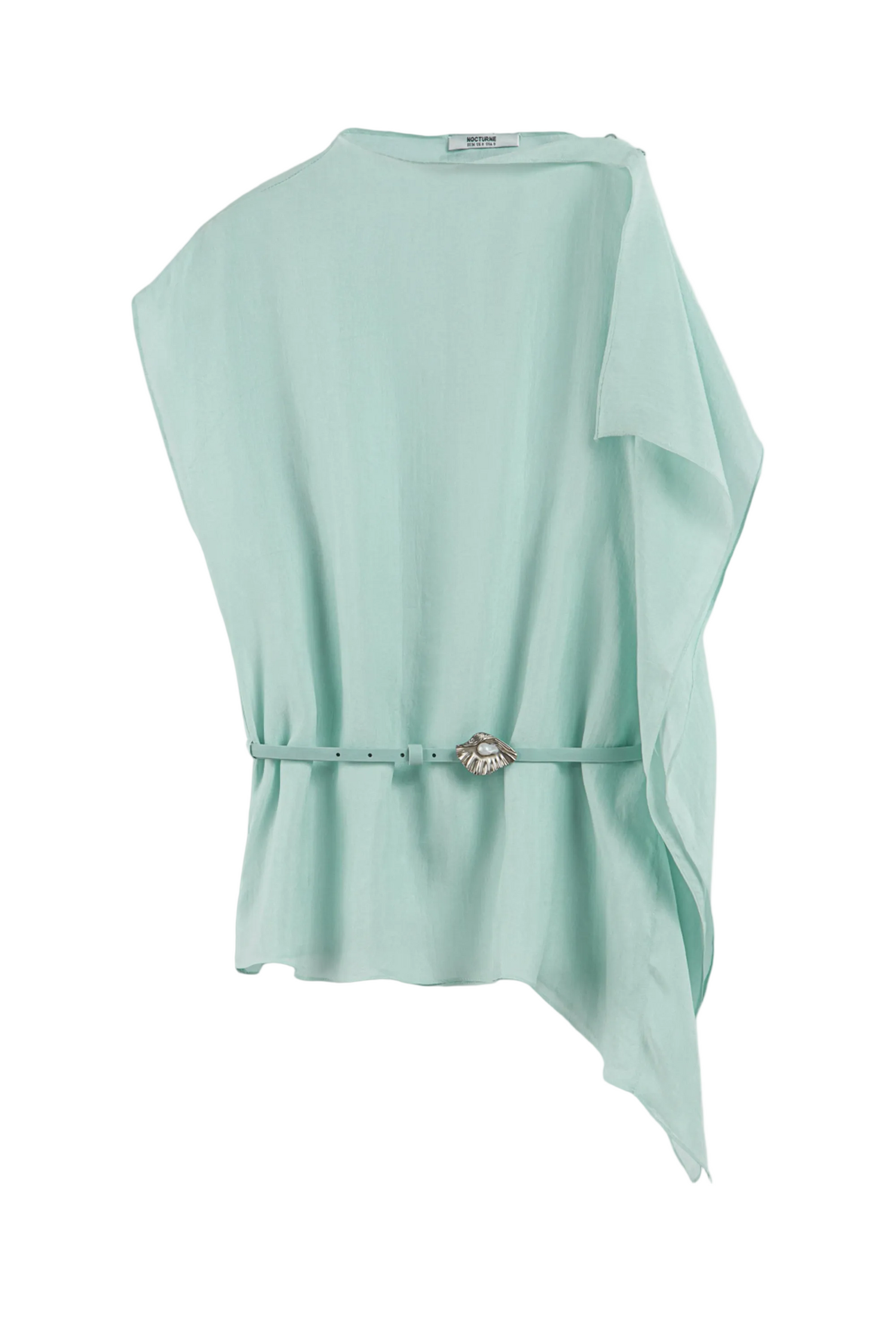 Belt Detail Asymmetric Blouse