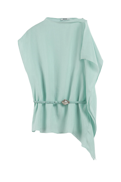 Belt Detail Asymmetric Blouse