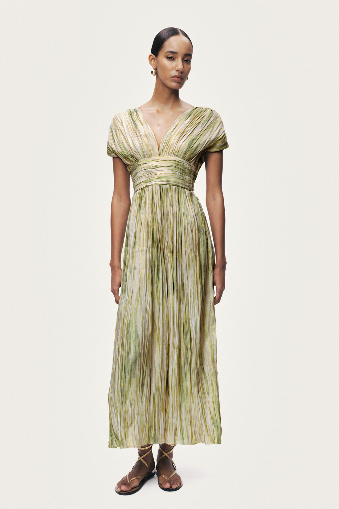 Printed V-Neck Midi Dress