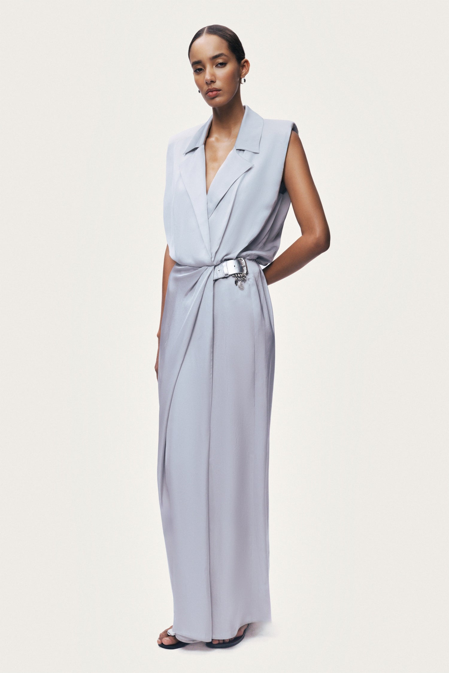 Embellished Belt-Detail Maxi Dress