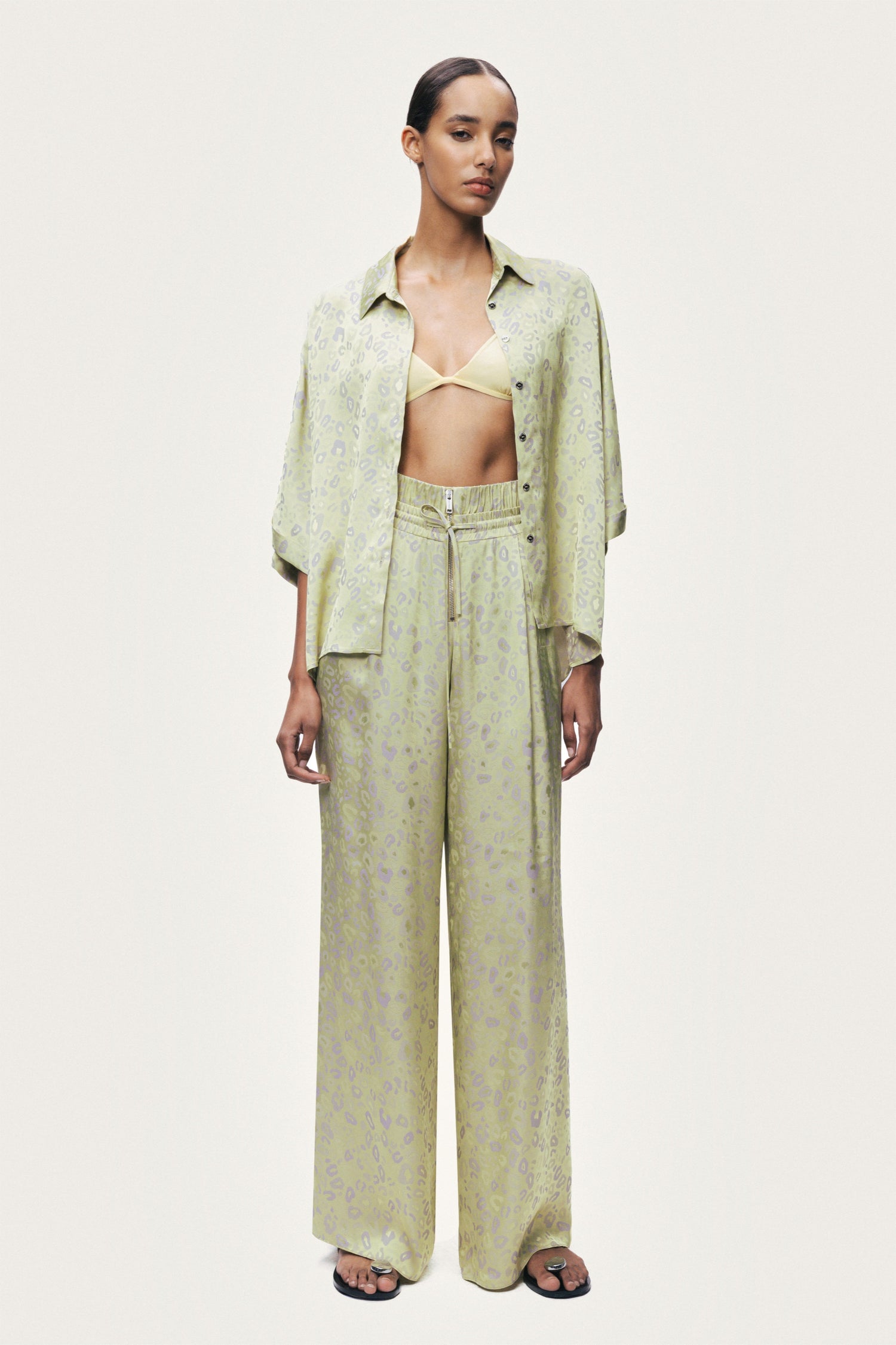 Printed Wide-Leg Trousers