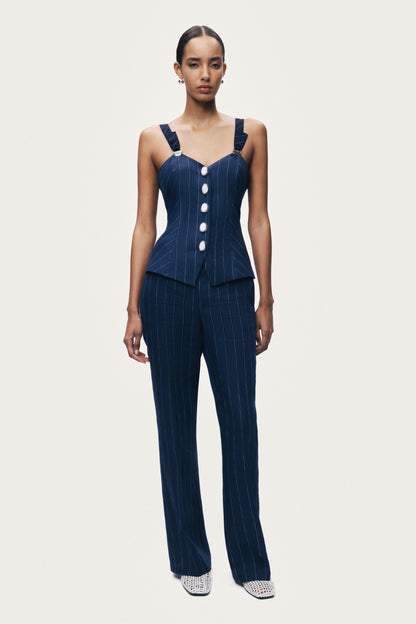 Navy Pinstripe Corset Bustier Top