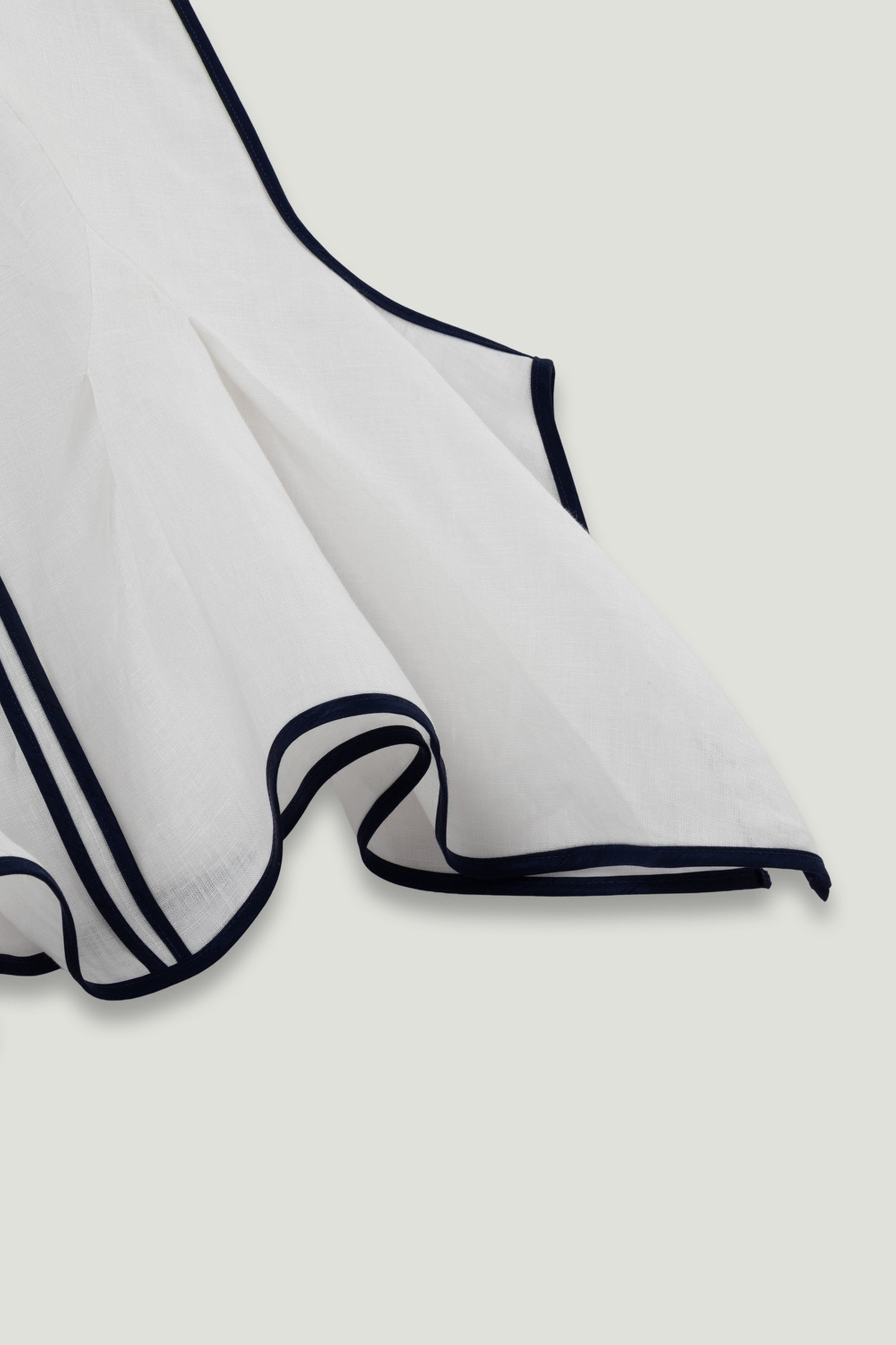 White Contrast Trim Peplum Top