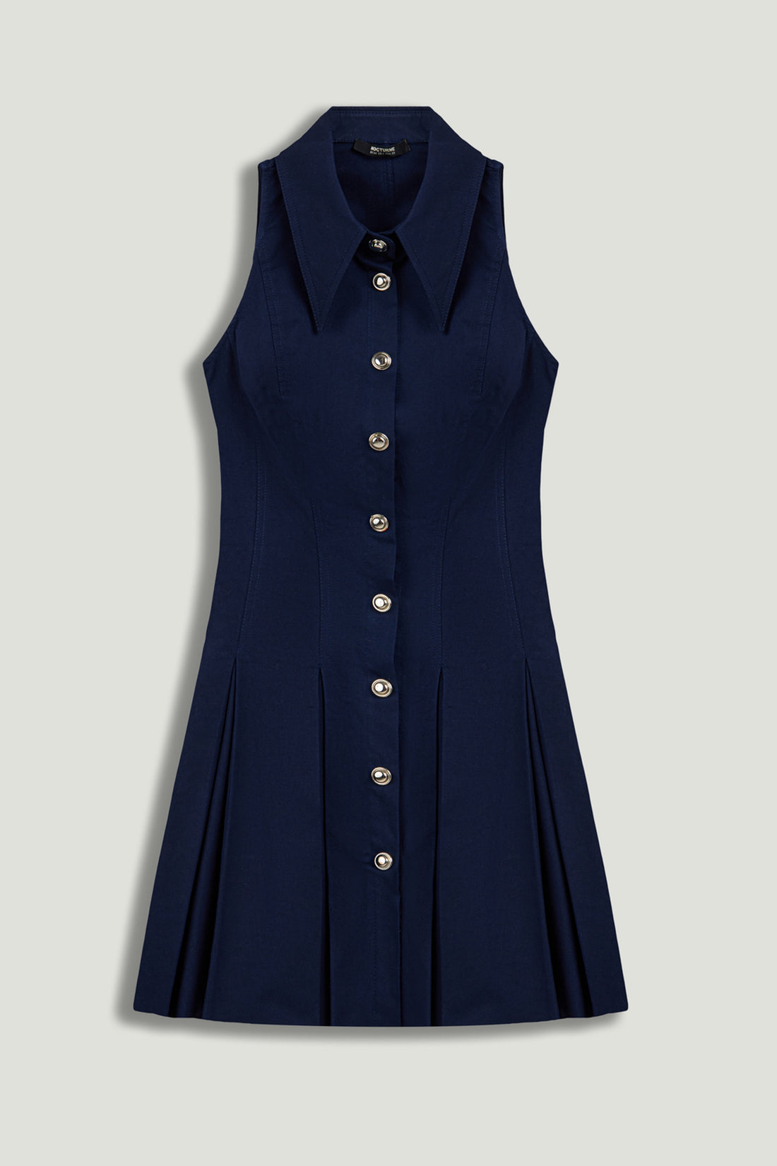 Shirt Collar Sleeveless Mini Dress