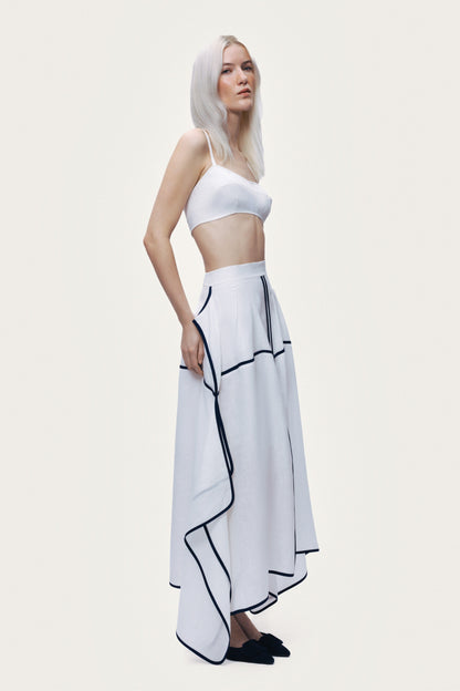Contrast Trim Asymmetric Hem Skirt