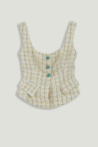 Button Accessory Tweed Bustier