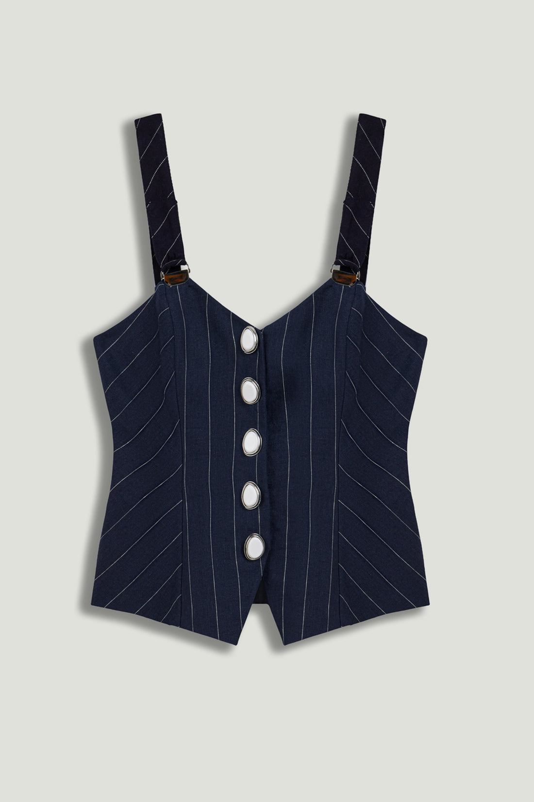 Navy Pinstripe Corset Bustier Top