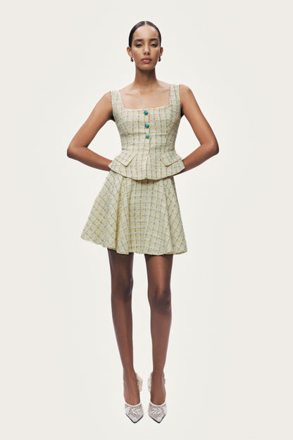 Button Accessory Tweed Bustier