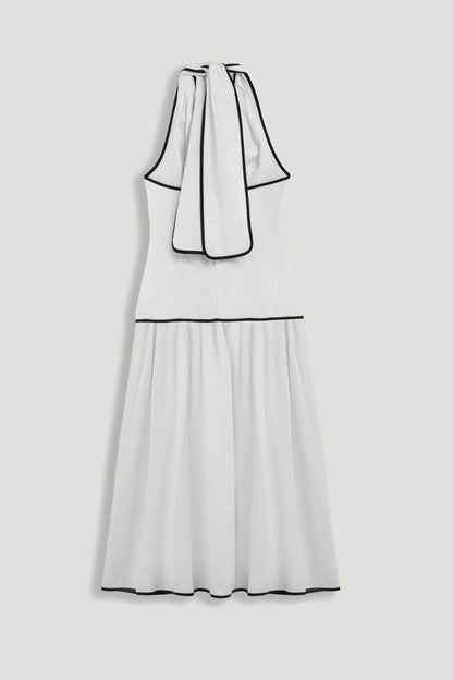 Binding Detail Halterneck Midi Dress