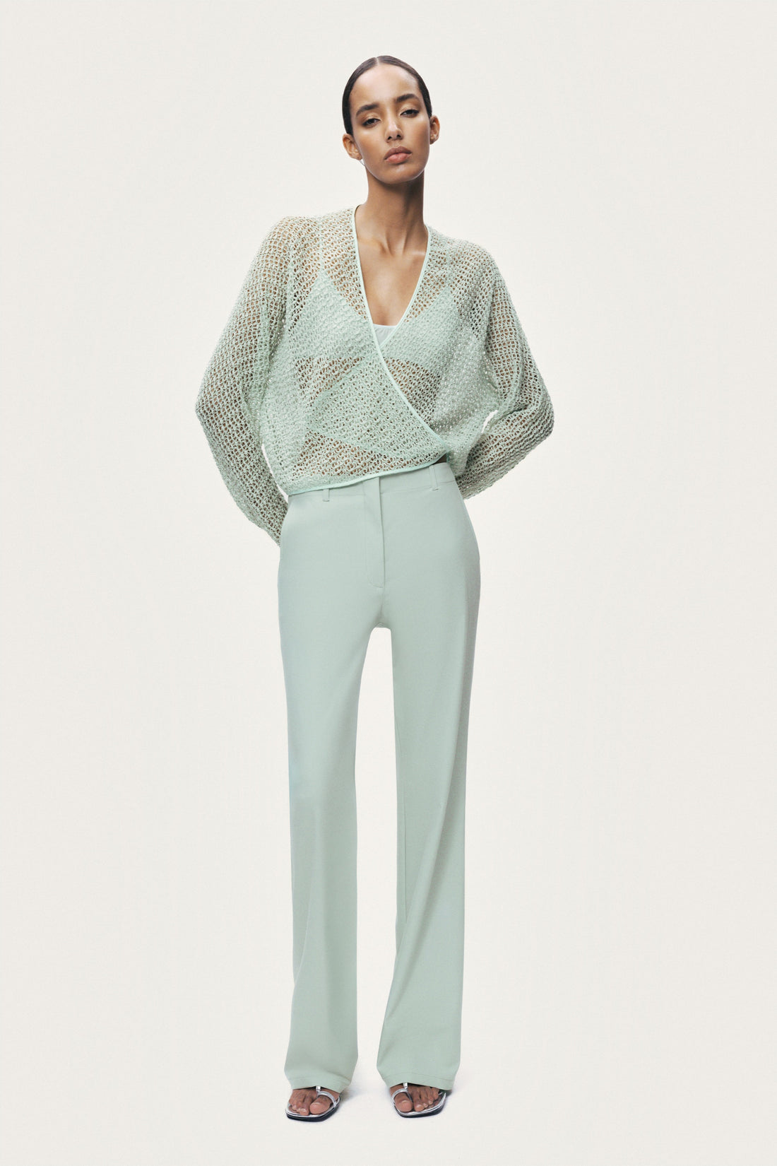 Wrap Mesh Blouse