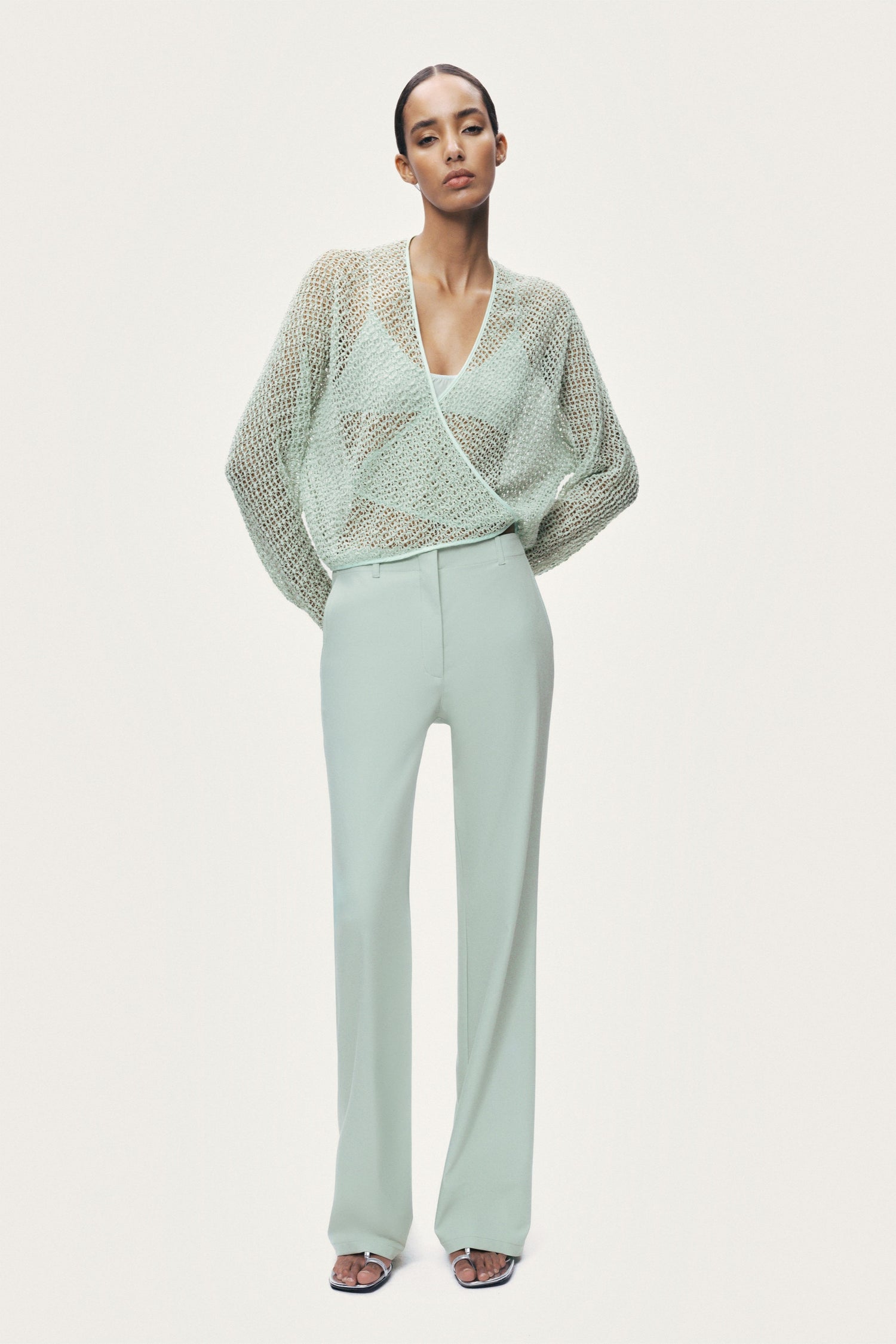 Wrap Mesh Blouse