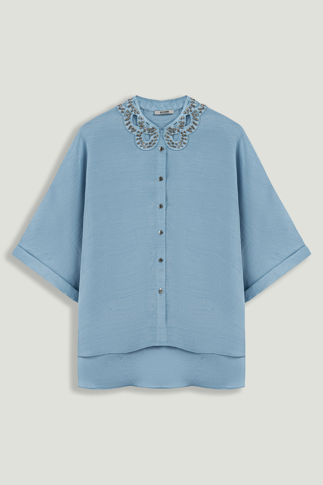 Stone Accessory Collar Detail Shirt
