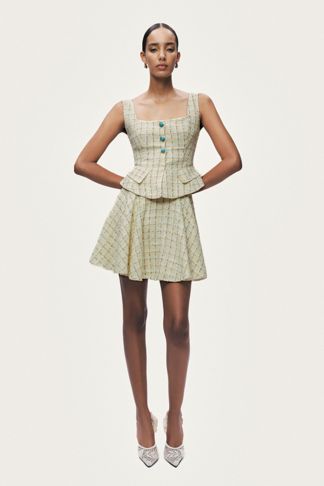 Ruffle Tweed Mini Skirt