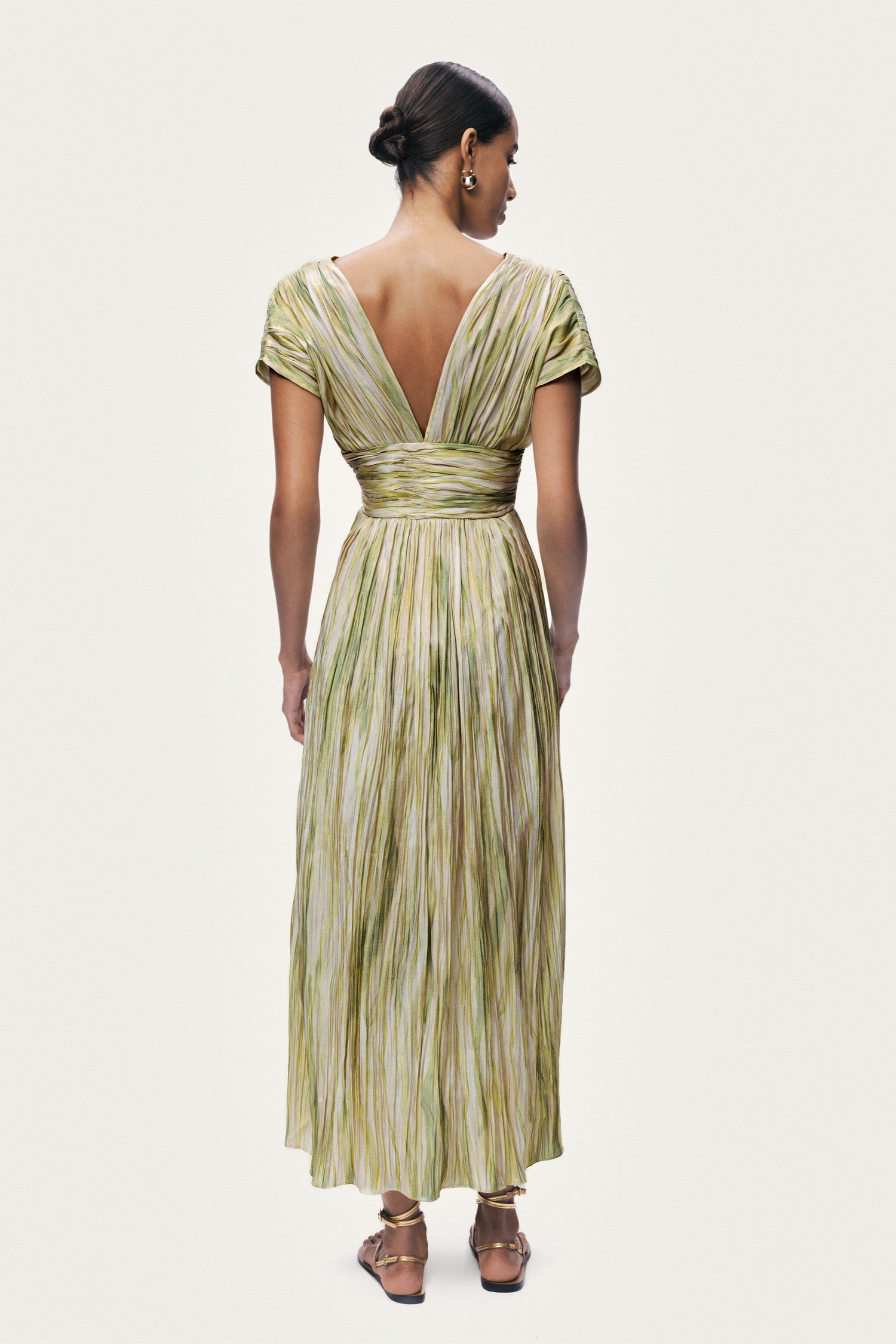Printed V-Neck Midi Dress