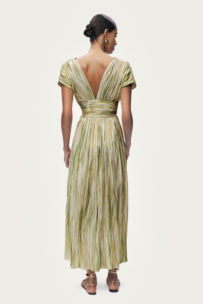 Printed V-Neck Midi Dress
