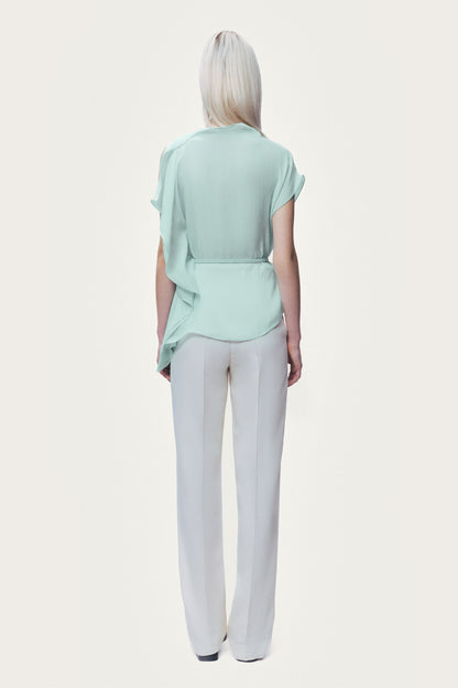 Belt Detail Asymmetric Blouse