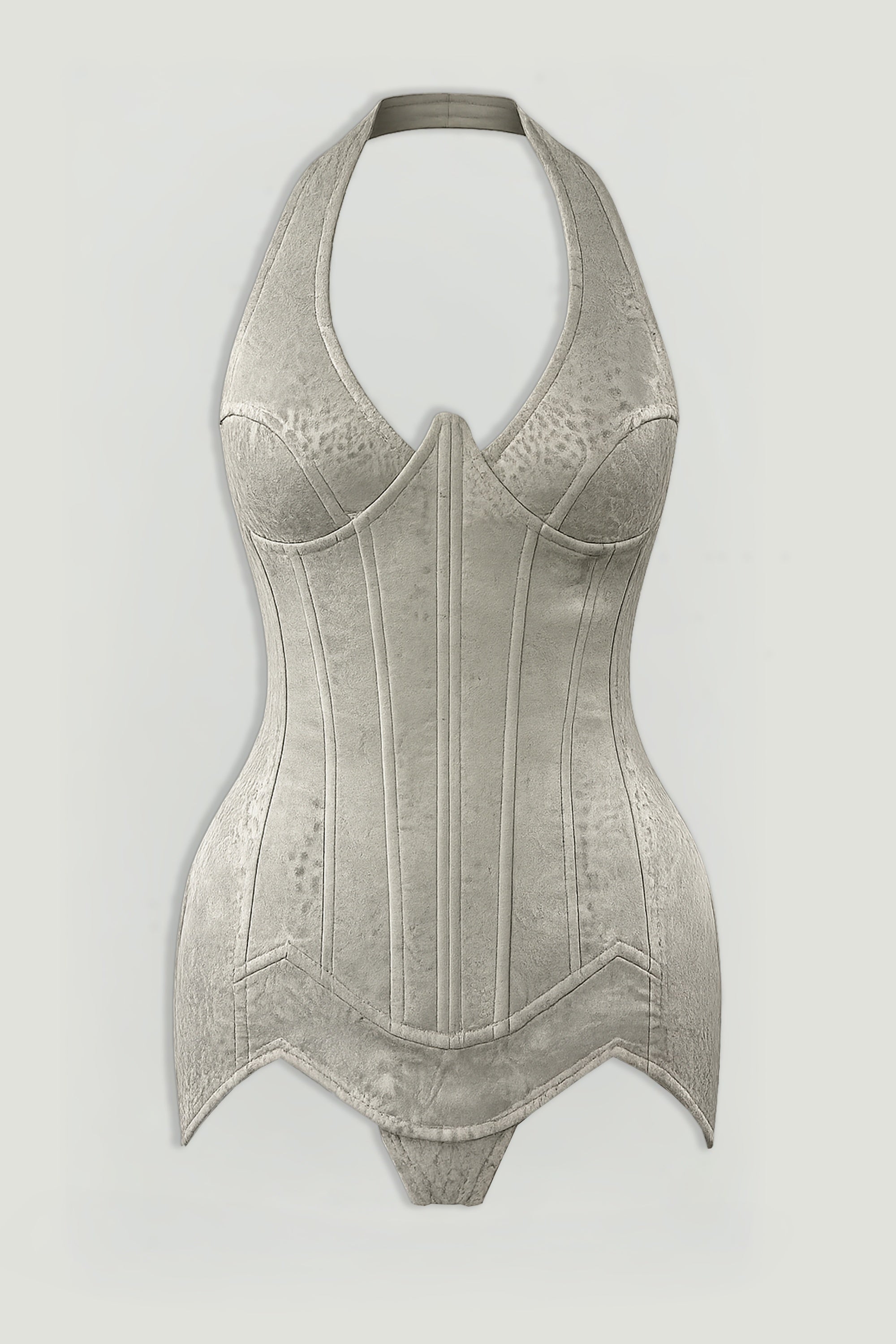 Snake Print Boned Corset Halterneck Body