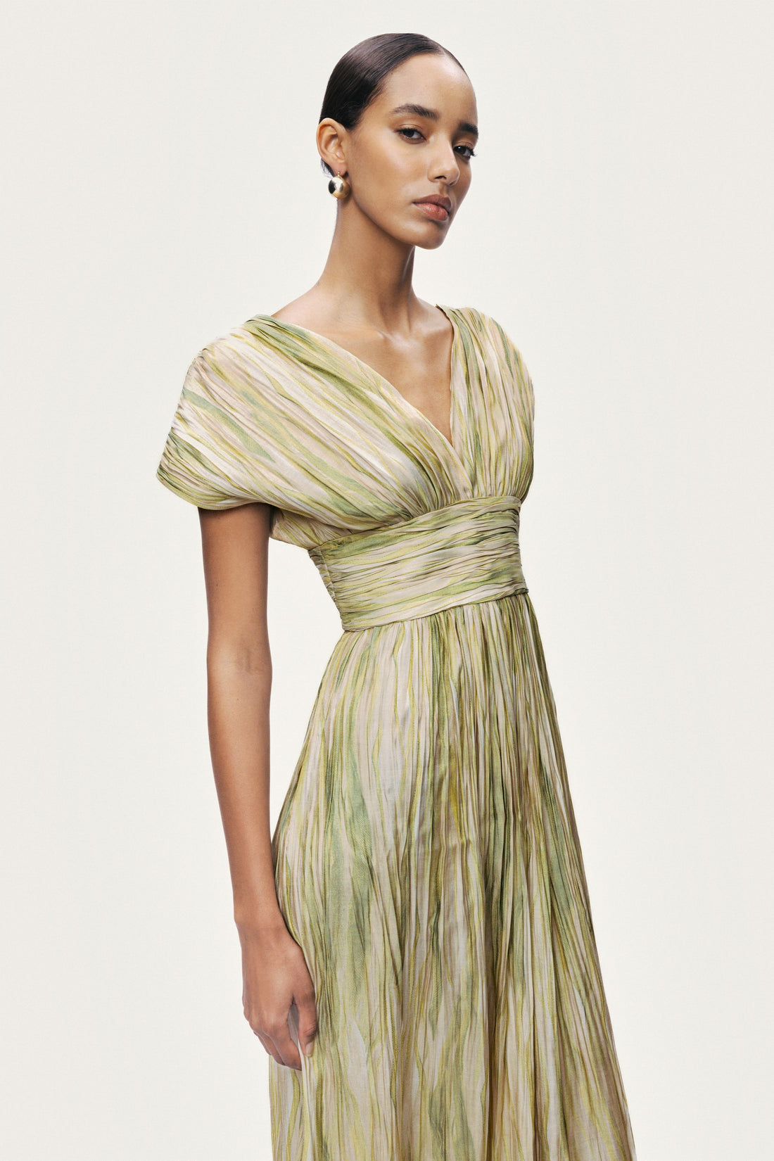 Printed V-Neck Midi Dress