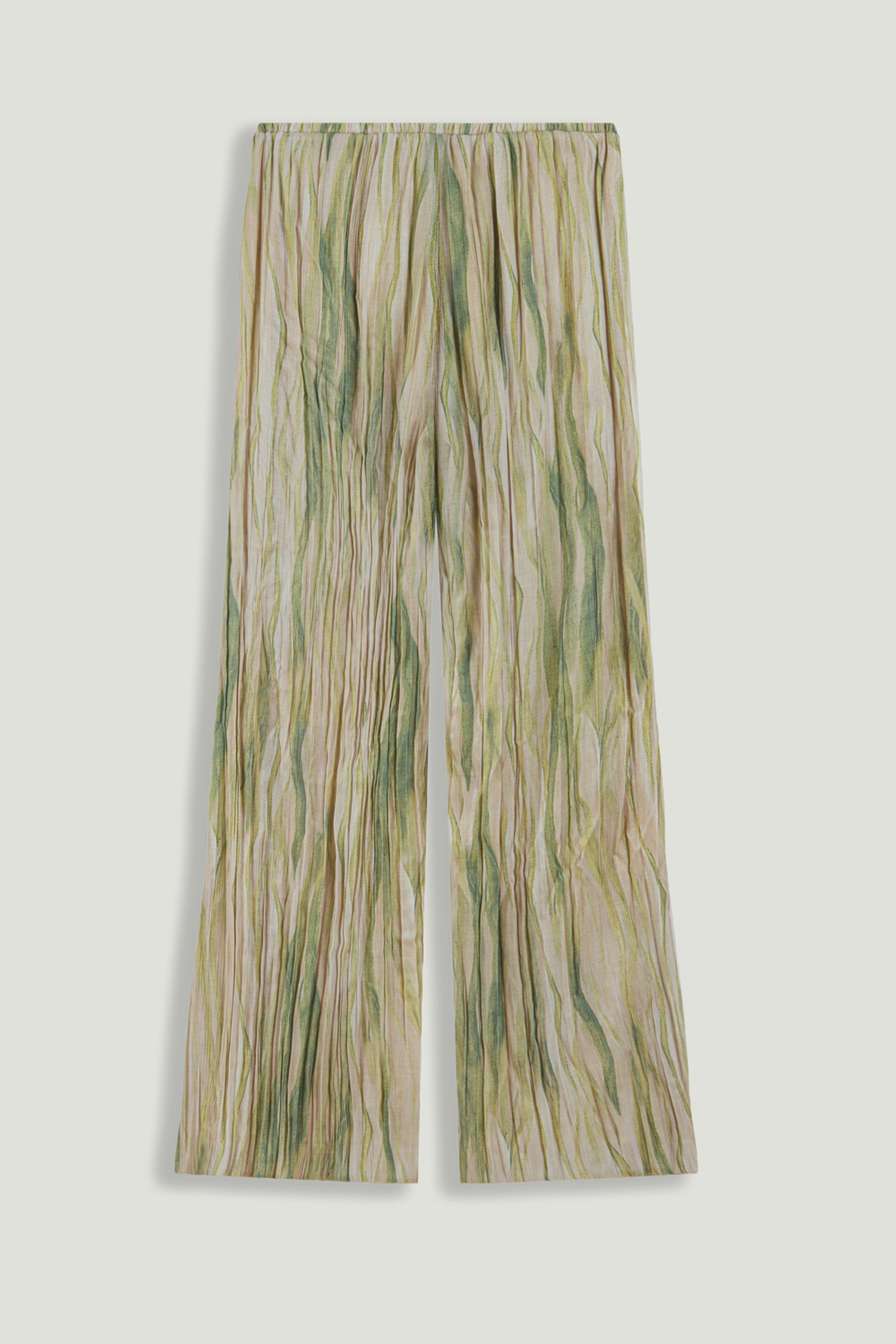 Green Abstract Print Straight Leg Trousers