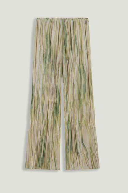 Green Abstract Print Straight Leg Trousers