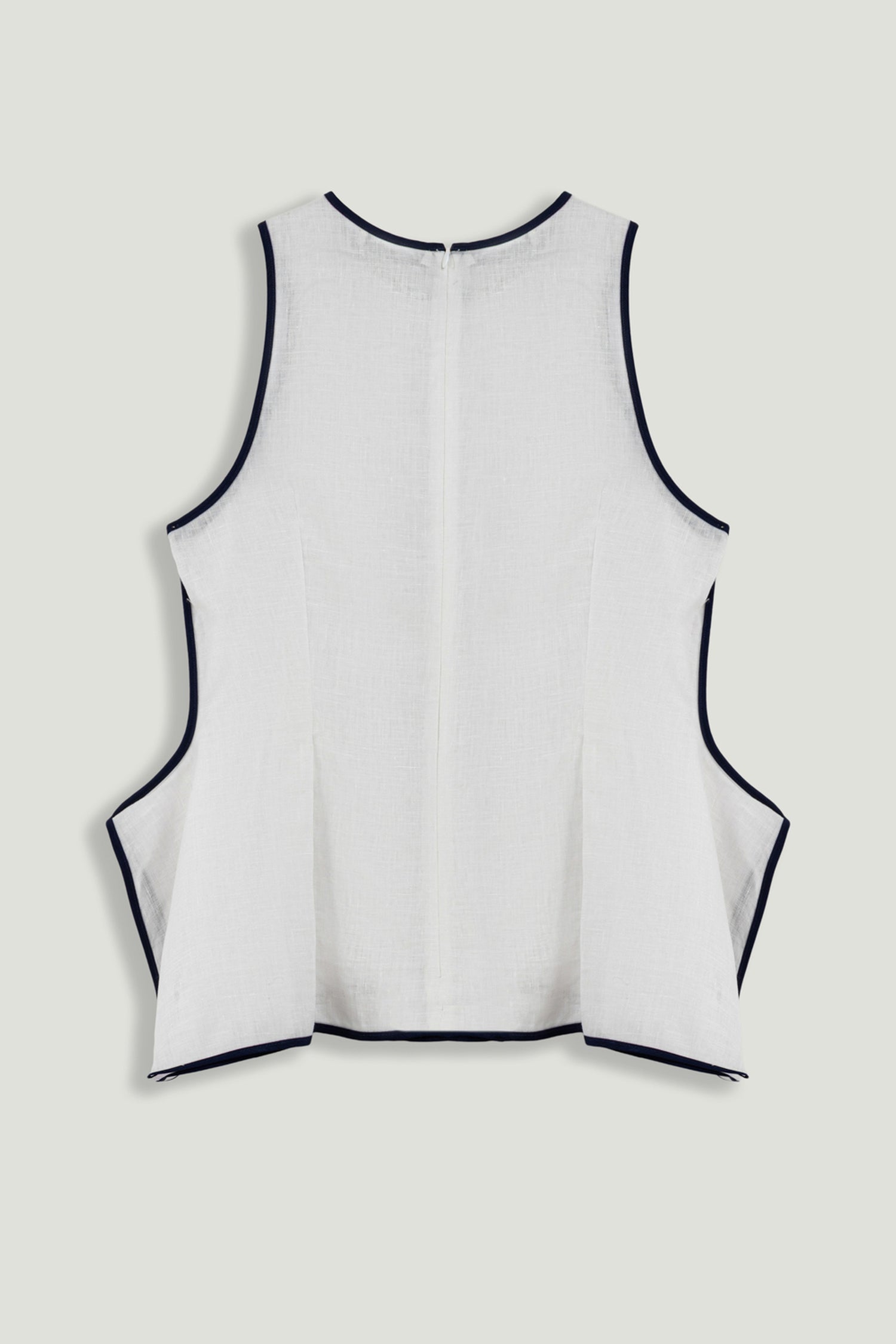 White Contrast Trim Peplum Top