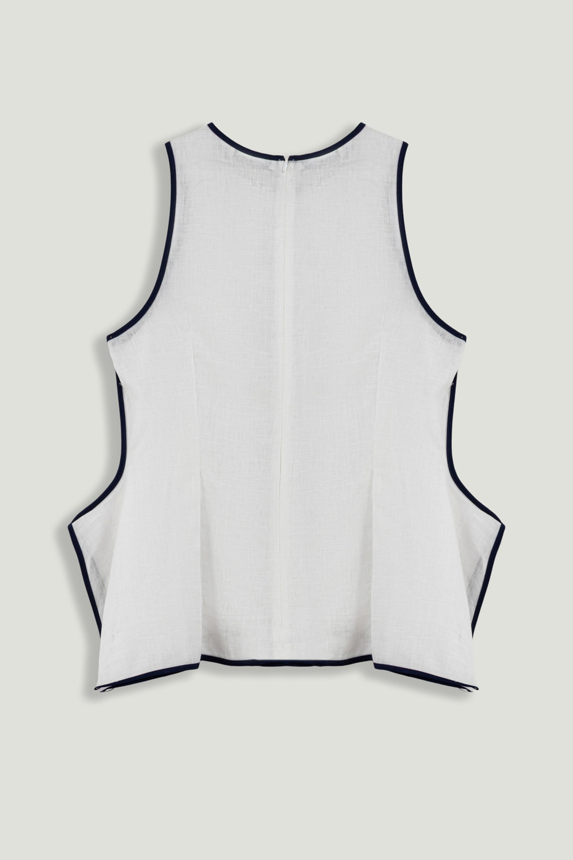 White Contrast Trim Peplum Top